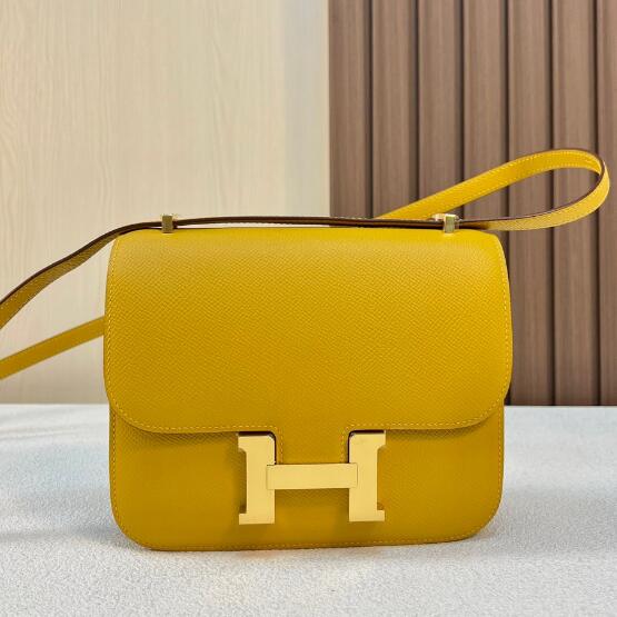 【エルメス HERMES】コンスタンス24 ジョーヌアンブル (9D)  ヴォーエプソン ゴールド金具(100%手縫い)